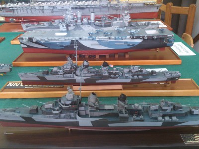 Two USS Heermanns, USS Gambier Bay, USS Salt Lake City and Shokaku in one line. All in 1/200 scale.